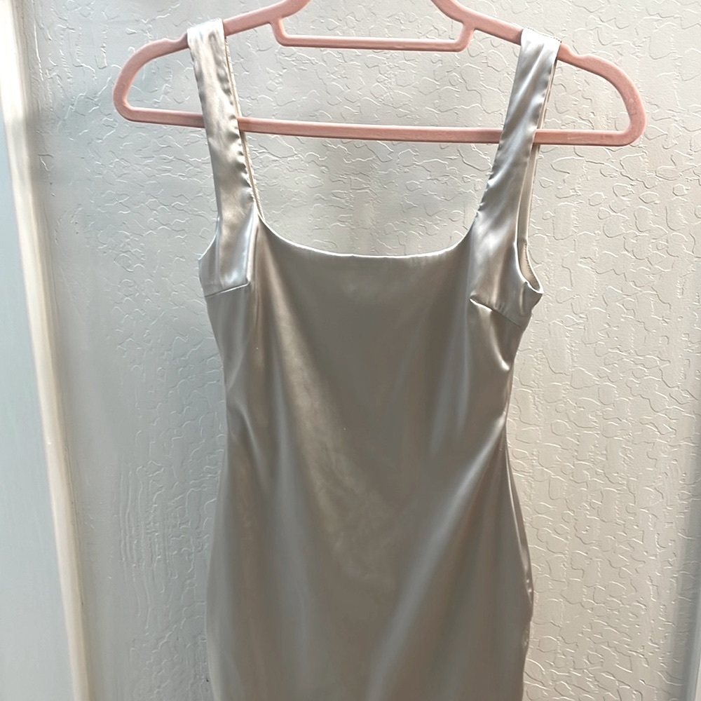 Champagne satin fashion nova dress